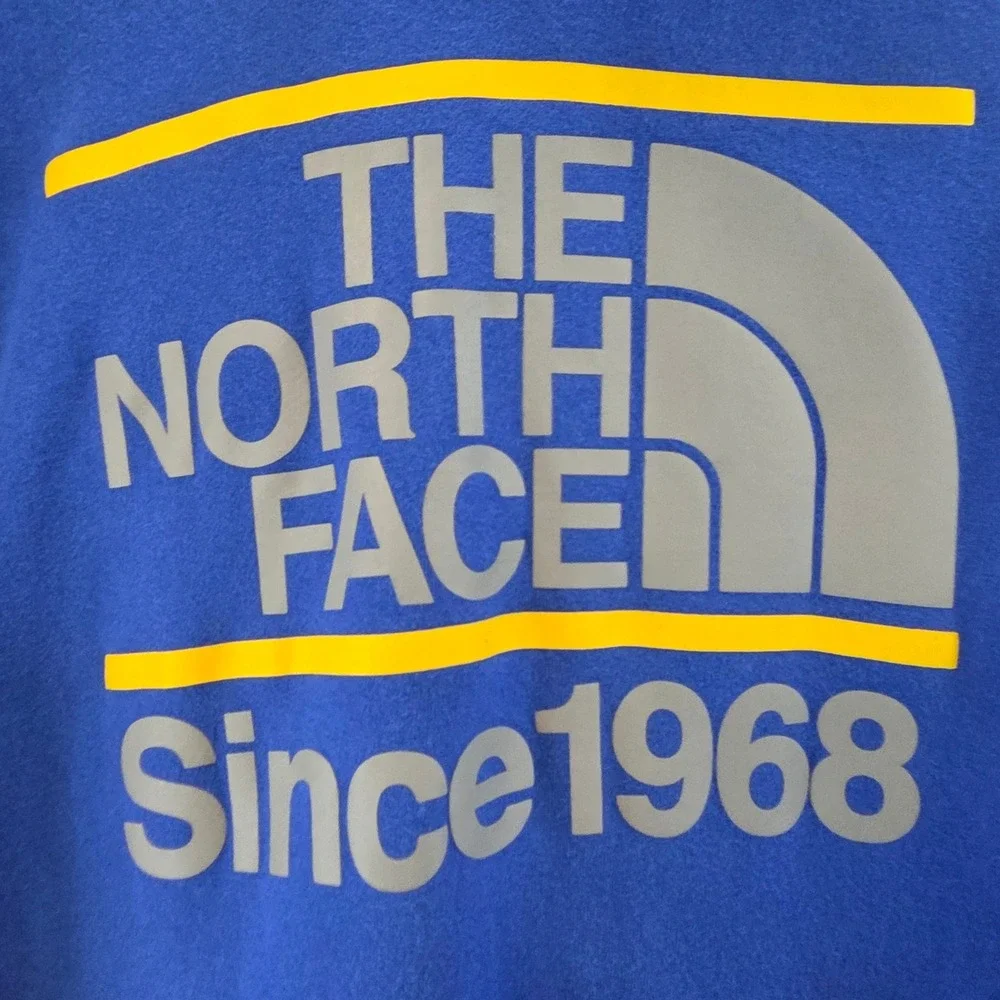 The North Face Since 1968 Blue Grey Yellow Hoodie Pullover‎ Men's LG